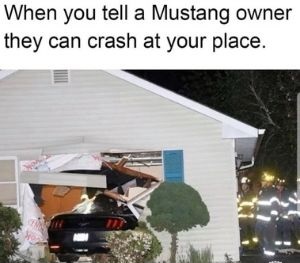 Flying Mustang crashed into a home