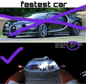 Tesla vs fastest car meme