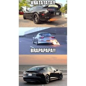 Tesla vs petrol car meme
