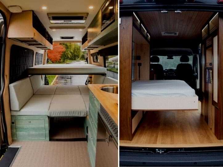 Foldable Beds Inside Camper Van
